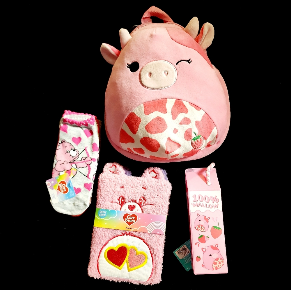 Claire's Bundle , squishmallows backpack, pencil case, socks and bear journal